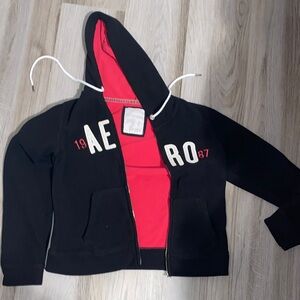 Aeropostale Black and Red Women's Hoodie